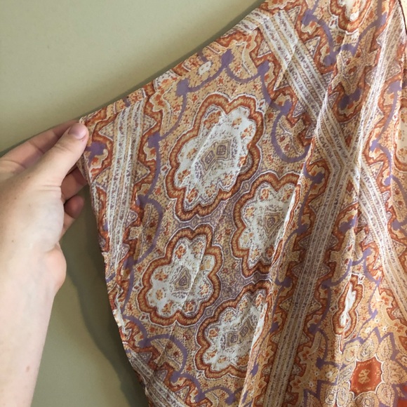 Anthropologie Maeve Orange Top M Boho Blouse Print - Picture 4 of 7